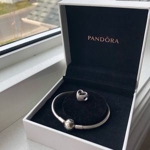 Pandora Snake Chain Bracelet with Charm